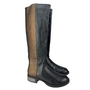 Circus by Sam Edelman Roxie Womens Black Leather Bronze Stretch Riding Boots 5.5